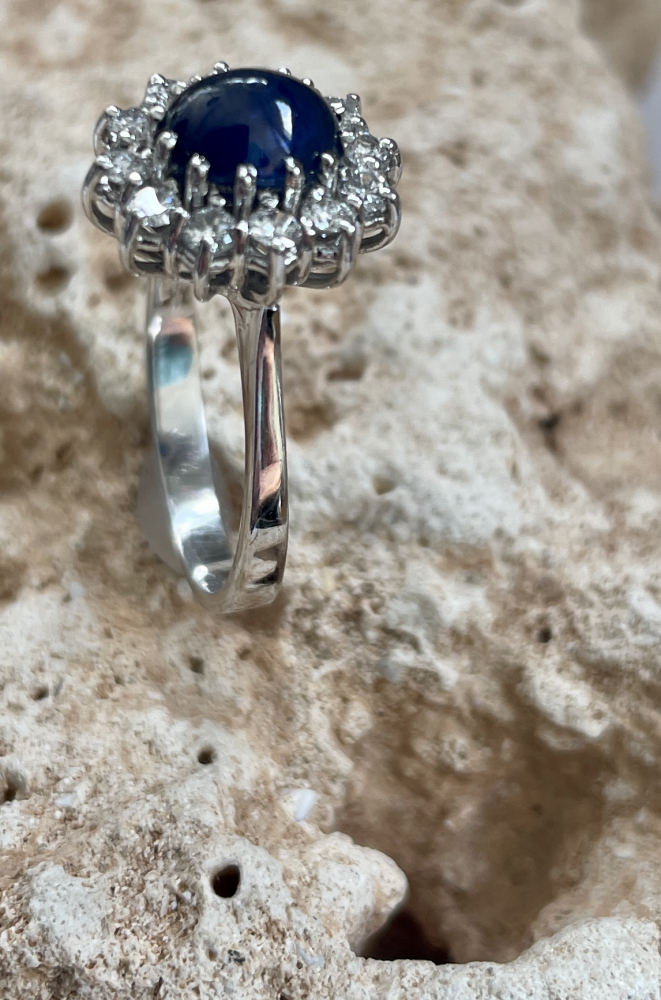 Saphir-Brillanten Ring 585 WG